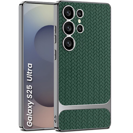 Чехол до Samsung Galaxy S25 Ultra, GKK Woven Leather, зелёный