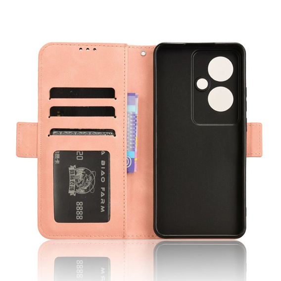 Футляр з клапаном для Oppo Reno 11F 5G, Card Slot, рожевий