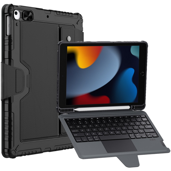 Чехол + клавиатура iPad 7/8/9 10.2 2019 / 2020 / 2021, NILLKIN Bumper Pen Slot, чёрный
