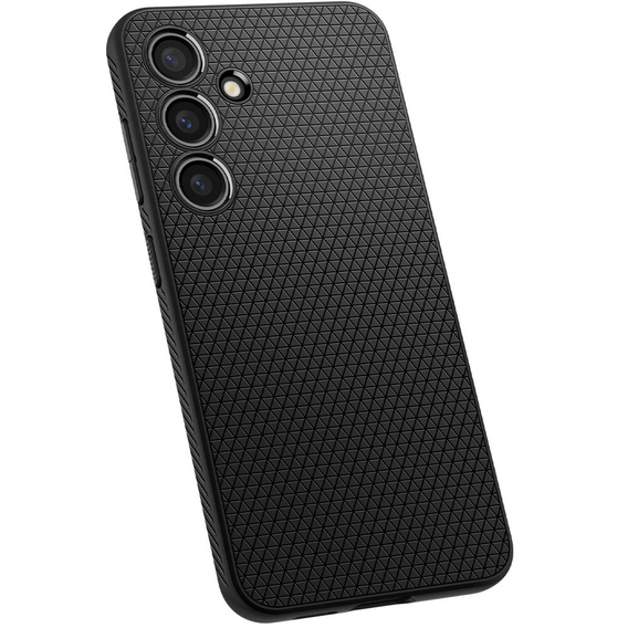 Чехол Spigen для Samsung Galaxy S24, Liquid Air, чёрный + закаленное стекло 9H