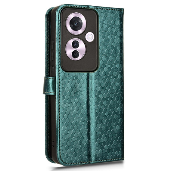 Флип-кейс для Oppo Reno 11F 5G, Wallet Rhombus, зелёный