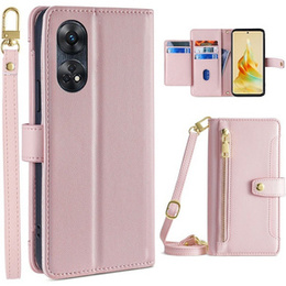 Откидной чехол для Oppo Reno8 T 4G, Wallet Zipper Pocket, розовый