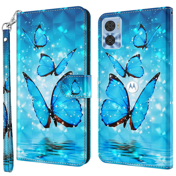 Откидной чехол для Motorola Moto E22 / E22i, Wallet Butterfly, синий