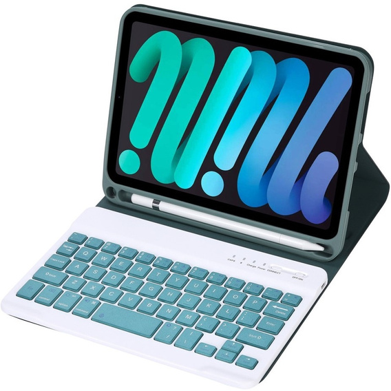Чехол с bluetooth-клавиатурой для iPad mini 8.3" 2021 (6 gen.) / iPad mini 8.3" 2024 (7 gen.), тёмно-зелёный