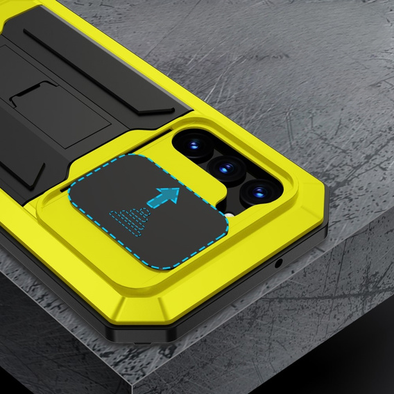 Бронированный чехол для Samsung Galaxy S23, R-JUST CamShield Slide, желтый / черный