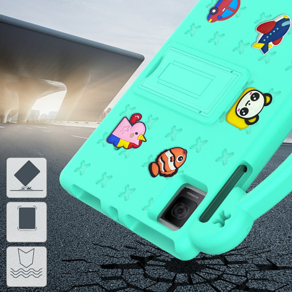 Детский чехол для T Tablet 5G, Cute Patterns, с подставкой, зелёный