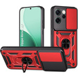 Броньований чохол для Oppo Reno 14F, із захистом камери, з підставкою, червоний