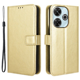 Откидной чехол для Xiaomi Redmi 13, Crazy Horse Wallet, золотой