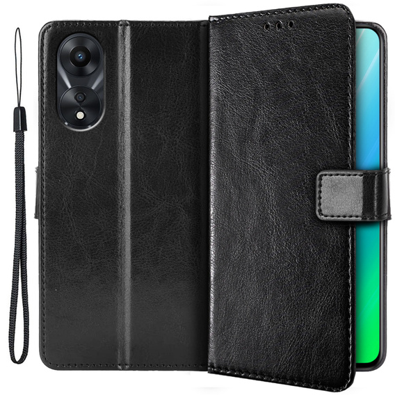 Футляр з клапаном для Oppo A78 5G, Crazy Horse Wallet, чорний