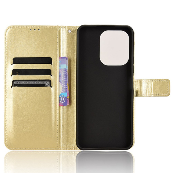Футляр з клапаном для Xiaomi Redmi 13, Crazy Horse Wallet, золотий