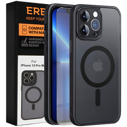 Чехол для iPhone 13 Pro Max, для MagSafe, ERBORD Matt Case, чёрный + стекло для экрана