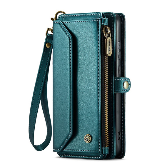 Чохол CASEME для Samsung Galaxy A55 5G, RFID Leather Wallet з плечовим ременем, зелений