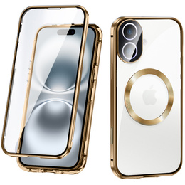Магнітний чохол Dual Glass MagSafe для iPhone 16, золотий