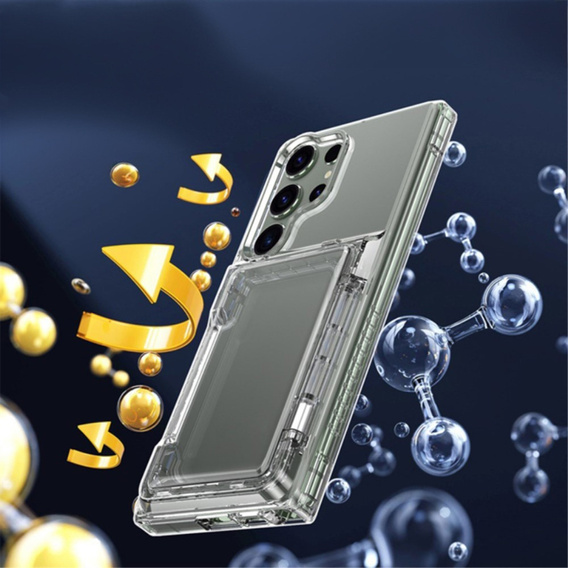 Чехол для Samsung Galaxy S23 Ultra, Card Holder Kickstand, прозрачный / черный