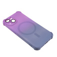 Силіконовий чохол для iPhone 14 Plus, градієнтний магнітний, для MagSafe, фіолетовий / сірий