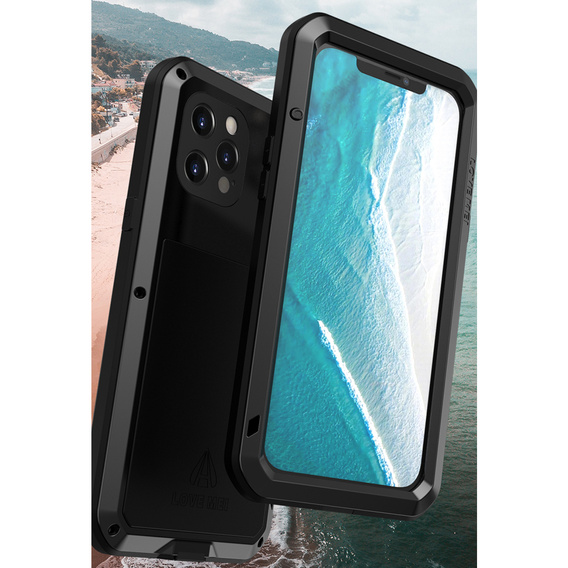 Чoхол Love Mei до iPhone 12 Pro Max, armored with glass, чорний