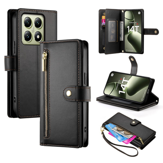 Чохол-книжка для Xiaomi 14T, Wallet Zipper Pocket, чорний