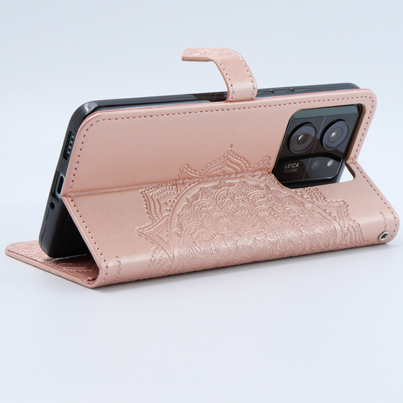 Откидной чехол для Xiaomi 13T / 13T Pro, Mandala, розовый rose gold