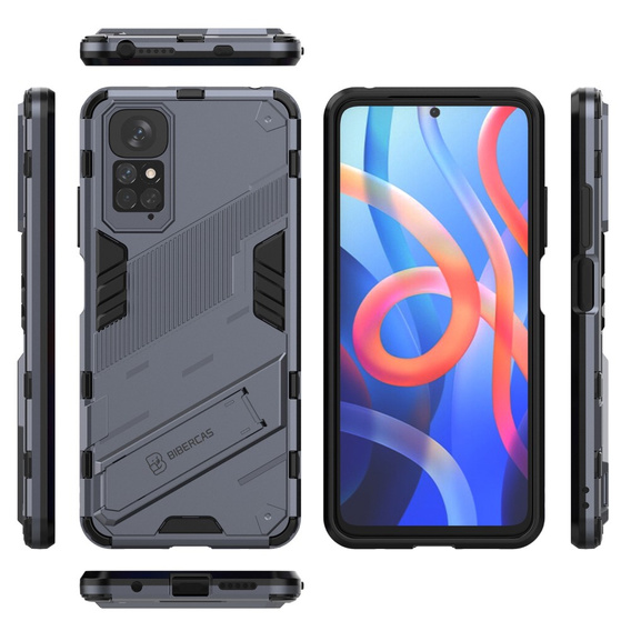 Чехол для Xiaomi Redmi Note 11/11S, Military kickstand, синий