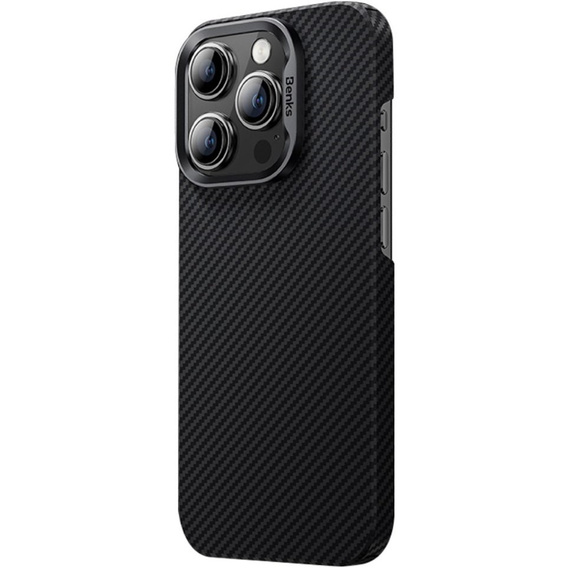 Чехол BENKS Kevlar для iPhone 15 Pro, углеродное волокно, чёрный