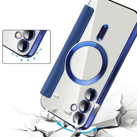 Откидной чехол для Samsung Galaxy S23 FE, RFID Wallet MagSafe CamShield, темно-синий
