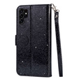 Чохол-книжка для Samsung Galaxy S24 Ultra, Wallet Zipper Pocket Glittery, чорний