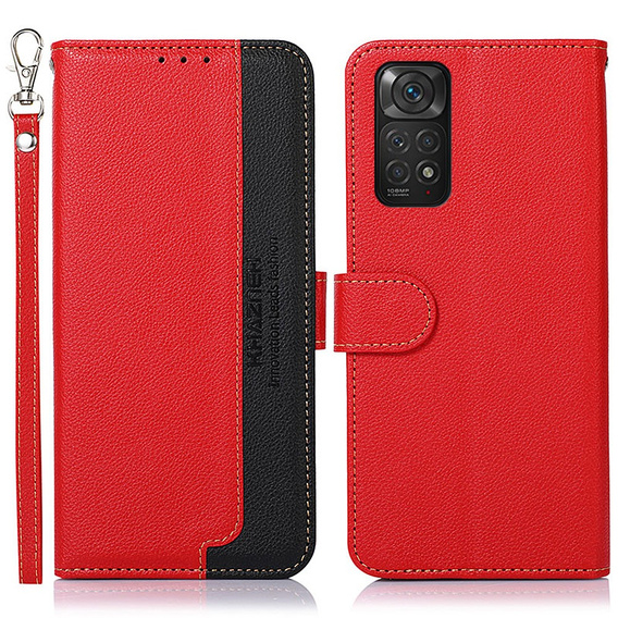 Чехол Wallet до Xiaomi Redmi Note 11/11S, KHAZNEH, Dual Color, Red