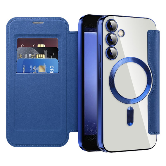 Откидной чехол для Samsung Galaxy S23 FE, RFID Wallet MagSafe CamShield, темно-синий