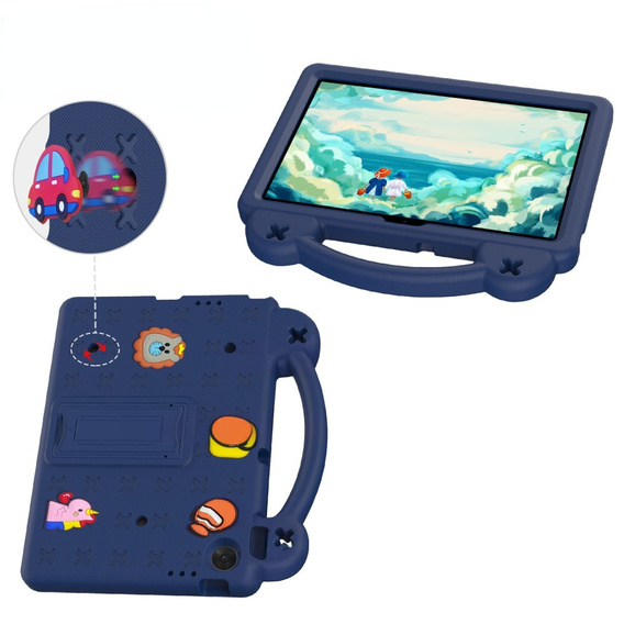 Детский чехол для Lenovo Tab TB311FU, Cute Patterns, с подставкой, темно-синий