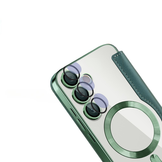 Чохол-книжка для Samsung Galaxy S24 FE, RFID Wallet MagSafe CamShield, зелений