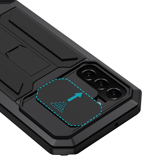Бронированный чехол для Samsung Galaxy S22, R-JUST CamShield Slide, чёрный