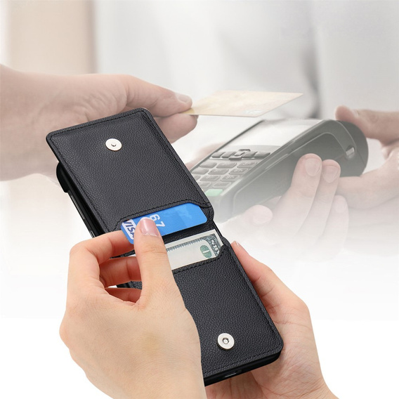 Чохол для Samsung Galaxy Z Flip7 FE / Z Flip6, Card Slot Ring Case, чорний