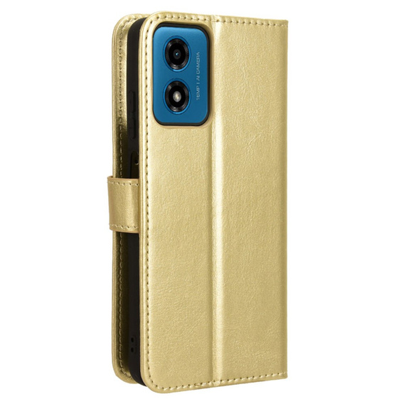 Футляр з клапаном для Motorola Moto E14, Crazy Horse Wallet, золотий
