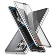 Магнитный чехол с двойным стеклом MagSafe для Samsung Galaxy S24 Ultra, серебряный