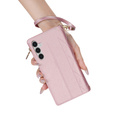 Чохол-сумка для Samsung Galaxy A56 5G, Rhombus Crossbody Leather, рожевий rose gold