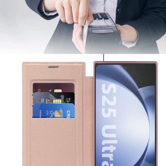 Откидной чехол для Samsung Galaxy S25 Ultra, RFID Wallet MagSafe CamShield, розовый