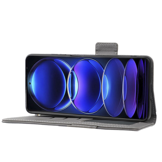 Откидной чехол для Xiaomi Redmi Note 12 5G / POCO X5 5G, Wallet Litchi Magnet, серый