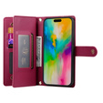 Откидной чехол для iPhone 16 Pro Max, Wallet Zipper Pocket, красный