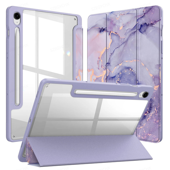 Чохол для Samsung Galaxy Tab S10 Lite / S10 FE / S9 FE, Smartcase Hybrid, з місцем для стилуса, Marble фіолетовий
