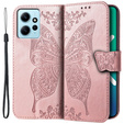 Откидной чехол для Xiaomi Redmi Note 12 4G, Butterfly, розовый rose gold