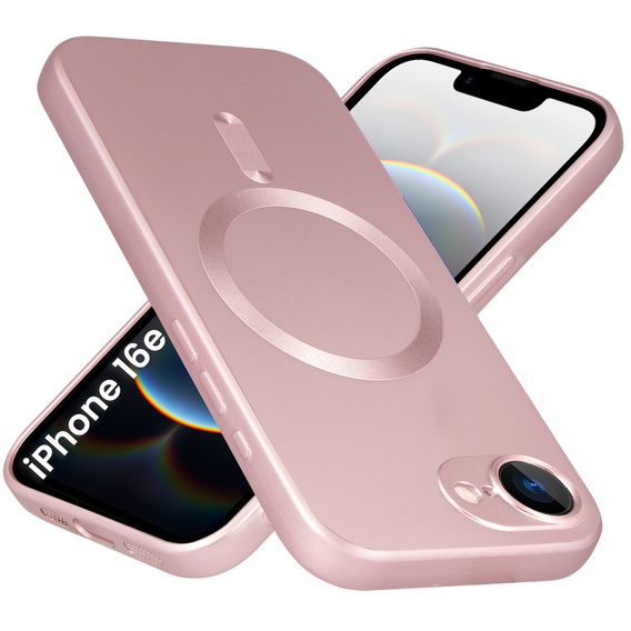 Чехол для iPhone 16E, ColorMag, для MagSafe, розовый + закаленное стекло 9H