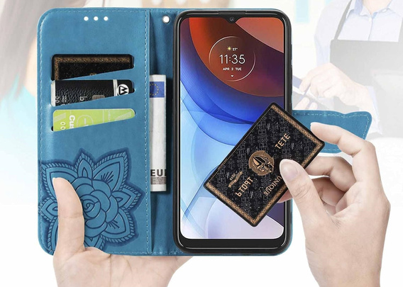 Откидной чехол для Oppo Reno 13 Pro, Butterfly, синий