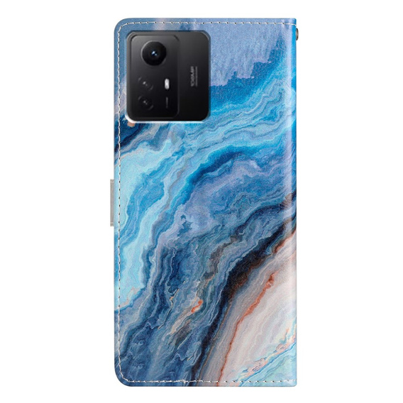 Откидной чехол для Xiaomi Redmi Note 12S, Wallet Marble, синий