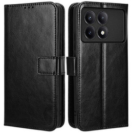 Откидной чехол для Xiaomi Poco F6 Pro, Crazy Horse Wallet, чёрный