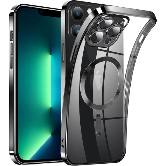Чохол для iPhone 13 Pro, Electro MagSafe, чорний + Скло на екран