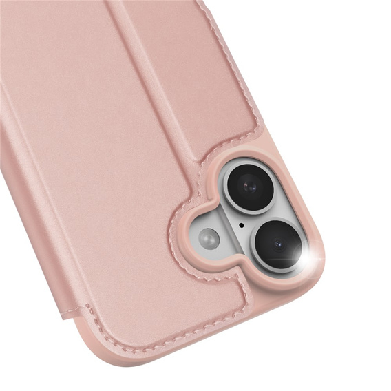 Чехол Dux Ducis для iPhone 17, Skin Pro, с клапаном, со слотом для карт, розовый