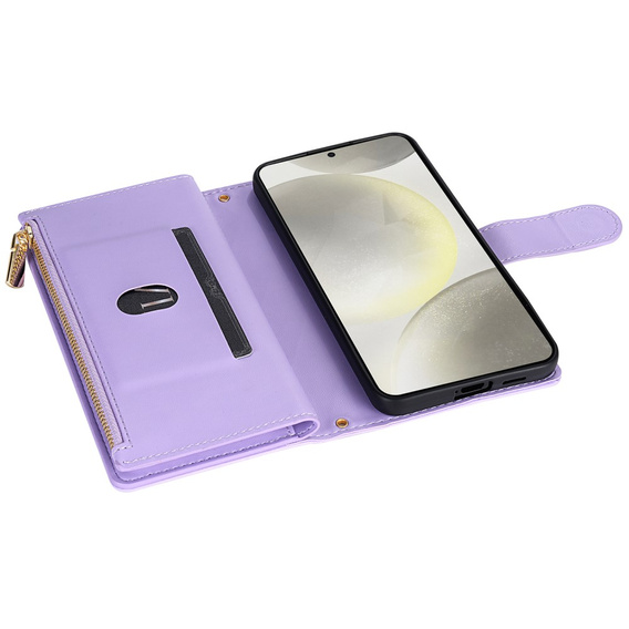 Чохол-сумка для Samsung Galaxy A56 5G, Rhombus Crossbody Leather, фіолетовий