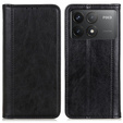 Флип-кейс для Xiaomi Poco F6 Pro, Split Leather, чёрный