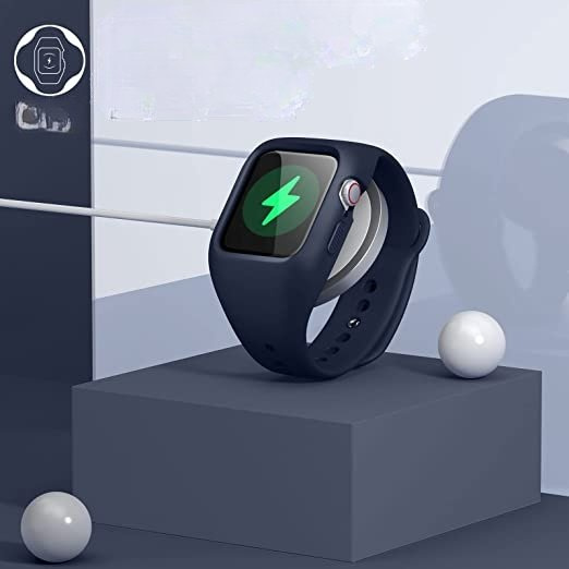 Ремень + чехол Suritch для Apple Watch 4/5/6/7/8/SE 44/45mm, темно-синий