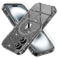 Чохол для iPhone 16, ERBORD Glitter MagSafe, чорний + Скло для екрану